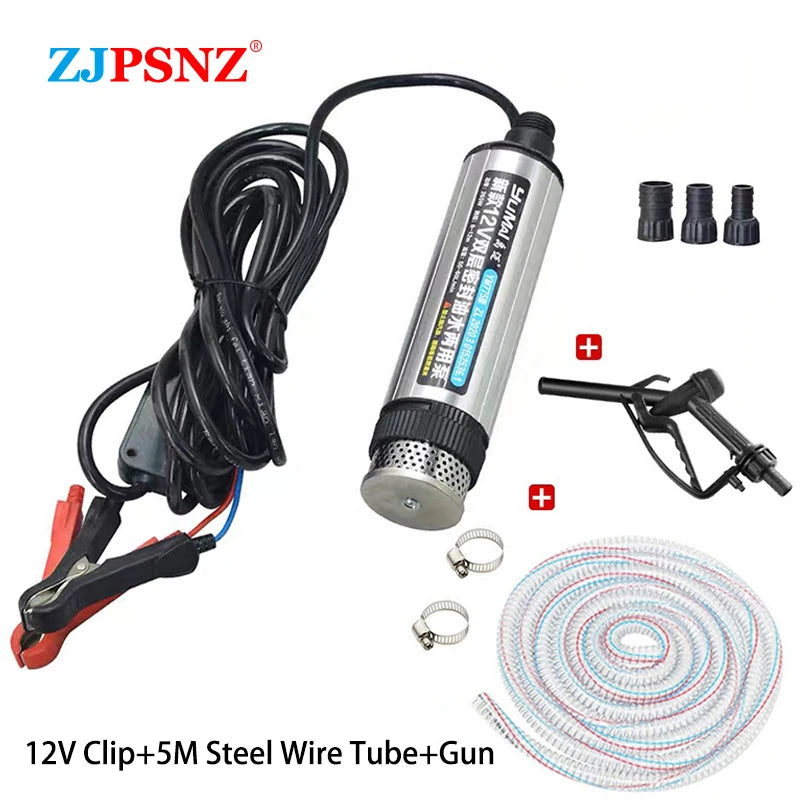 60L/min Flow 12m Head 12V 24V Car Auto Oil Pump Pure Copper Motor 265W High-power Refueling Machine Transfer Pump Sewage Pump