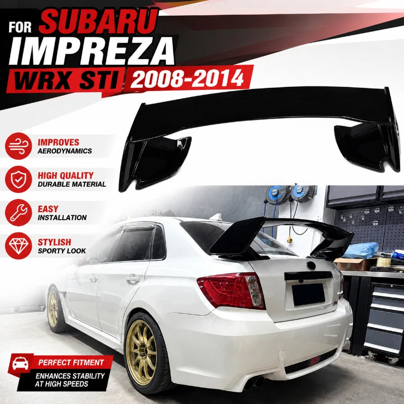 Car Rear Trunk Wing For Subaru Impreza WRX STI 2008 To 2014 Spoiler Tail Fin Decoration Body Kit Accessories Tuning Exterior