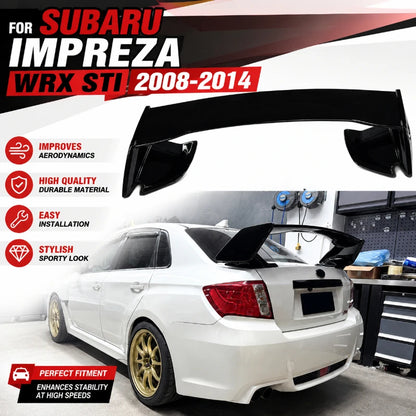 Car Rear Trunk Wing For Subaru Impreza WRX STI 2008 To 2014 Spoiler Tail Fin Decoration Body Kit Accessories Tuning Exterior