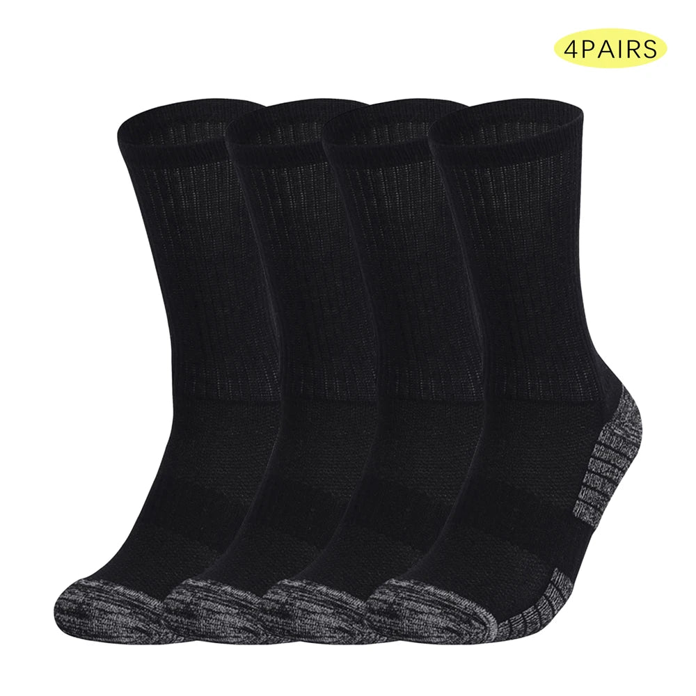 4 Pairs Heavy Duty Cushioned Work Socks Anti-Slip Sweat Wicking for Mining Hiking Outdoor Men Size 39-50