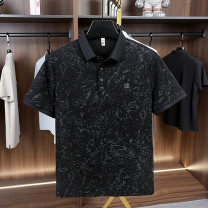 Luxury Cotton Refreshing For Men's Half-sleeved T-shirt 2026 Summer New Polo Shirt Loose Middle-aged Short-sleeved Printed Top