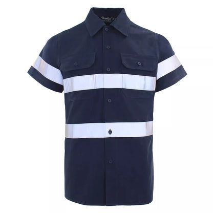 Hi Vis Shirt for Men Long Sleeve Cotton Work Shirt Pockets Safety Reflective Working Shirt High Visibility Workwear