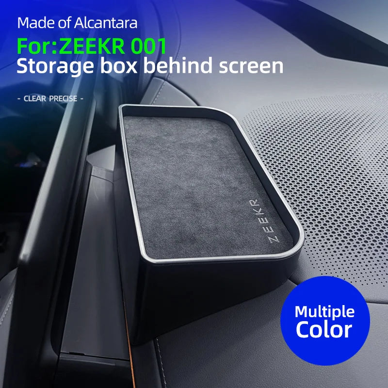 For Zeekr 001 2024 Storage Box Behind The Central Control Screen Navigation Screen Storage Alcantara suede Car Accessories