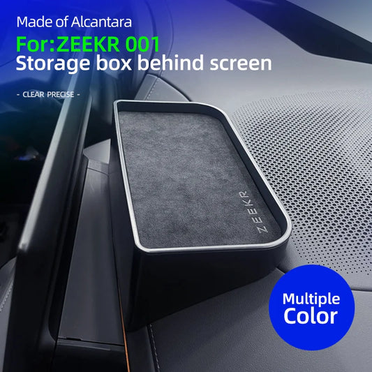 For Zeekr 001 2024 Storage Box Behind The Central Control Screen Navigation Screen Storage Alcantara suede Car Accessories