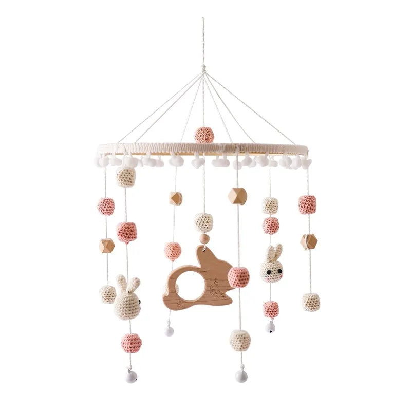 DIY Baby Crib Bed Bell Holder Arm Toy Imitation Wood Grain Infant Bed Decoration Toys Rotating Music Box Nut Screw Arm Bracket