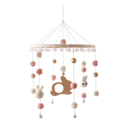 DIY Baby Crib Bed Bell Holder Arm Toy Imitation Wood Grain Infant Bed Decoration Toys Rotating Music Box Nut Screw Arm Bracket