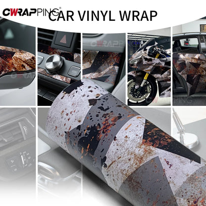 Camouflage Film Wrap Foil Car Sticker Motorcycle Stickers Vintage Rust Effect Vinyl Wrap Black Supplies Car Body Films Adhesive
