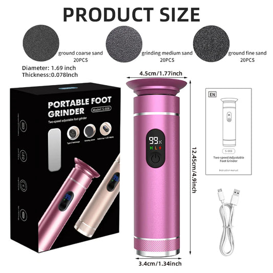 Aluminum Alloy Electric Foot Grinder For Feet - Dual Power Type-C/Battery, Callus & Dead Skin Remover Pedicure Tool  USB