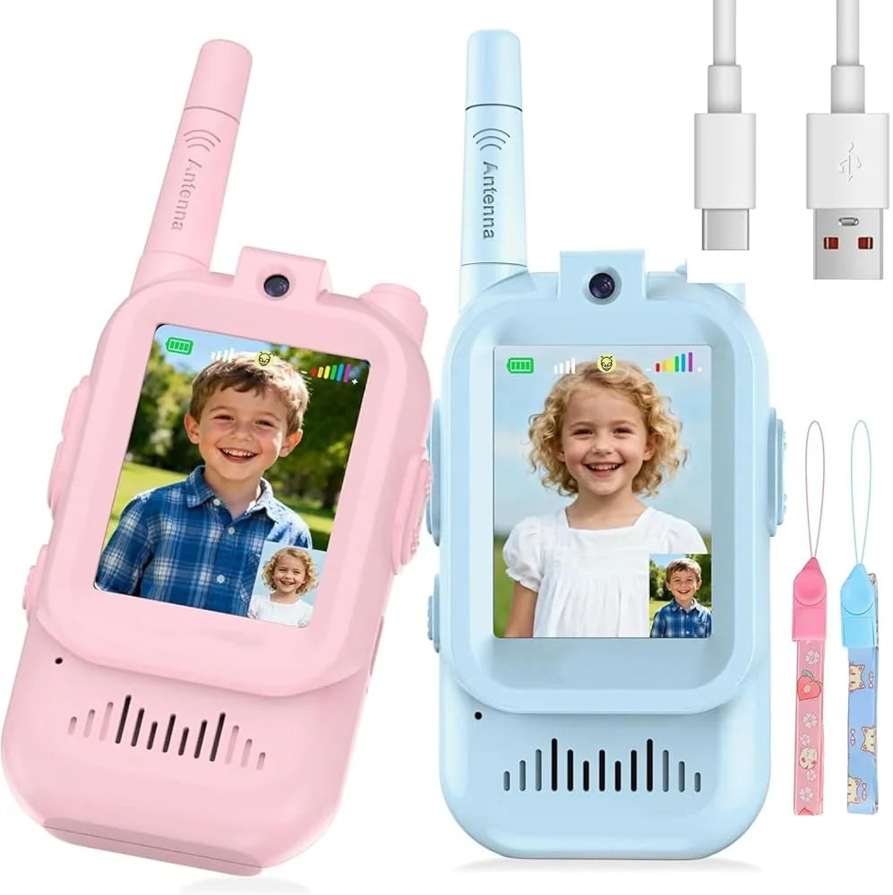 Video Walkie Talkies for Kids 2 Pack Rechargeable Intercom Walkie talkie 2 Screen One Click Call Child Video Intercom gifts