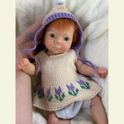 26cm Washable Open Eyes Whole Body Silicone Reborn Girl Doll With Rooted Hair Lifelike Newborn Doll With Painted Skin