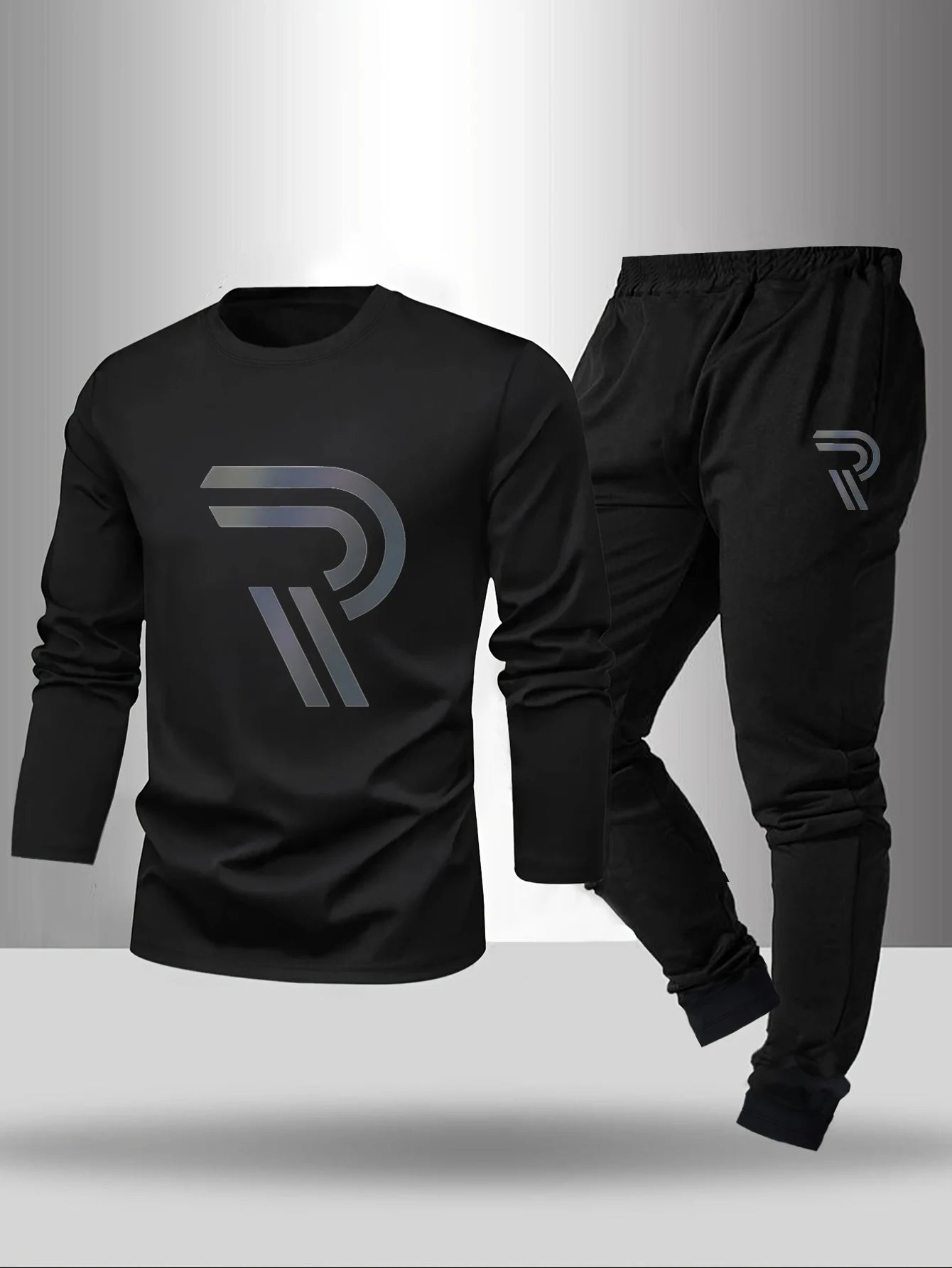 2-piece set of men's pajamas for spring summer autumn winter long sleeved pants geometric pattern base shirt home suit set