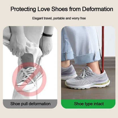 Hanging Shoe Horn Extra Long Handle Easy Remover Shoehorn Lifter Wooden Easy on Off Seniors Put on Shoes Tools