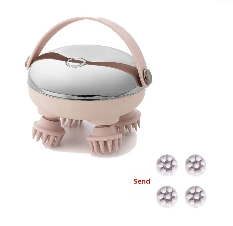 Rechargeable Waterproof Electric Scalp Massager Handheld Head Massager with 4 Massage Claws for Stress Relax Body Neck Back Pet