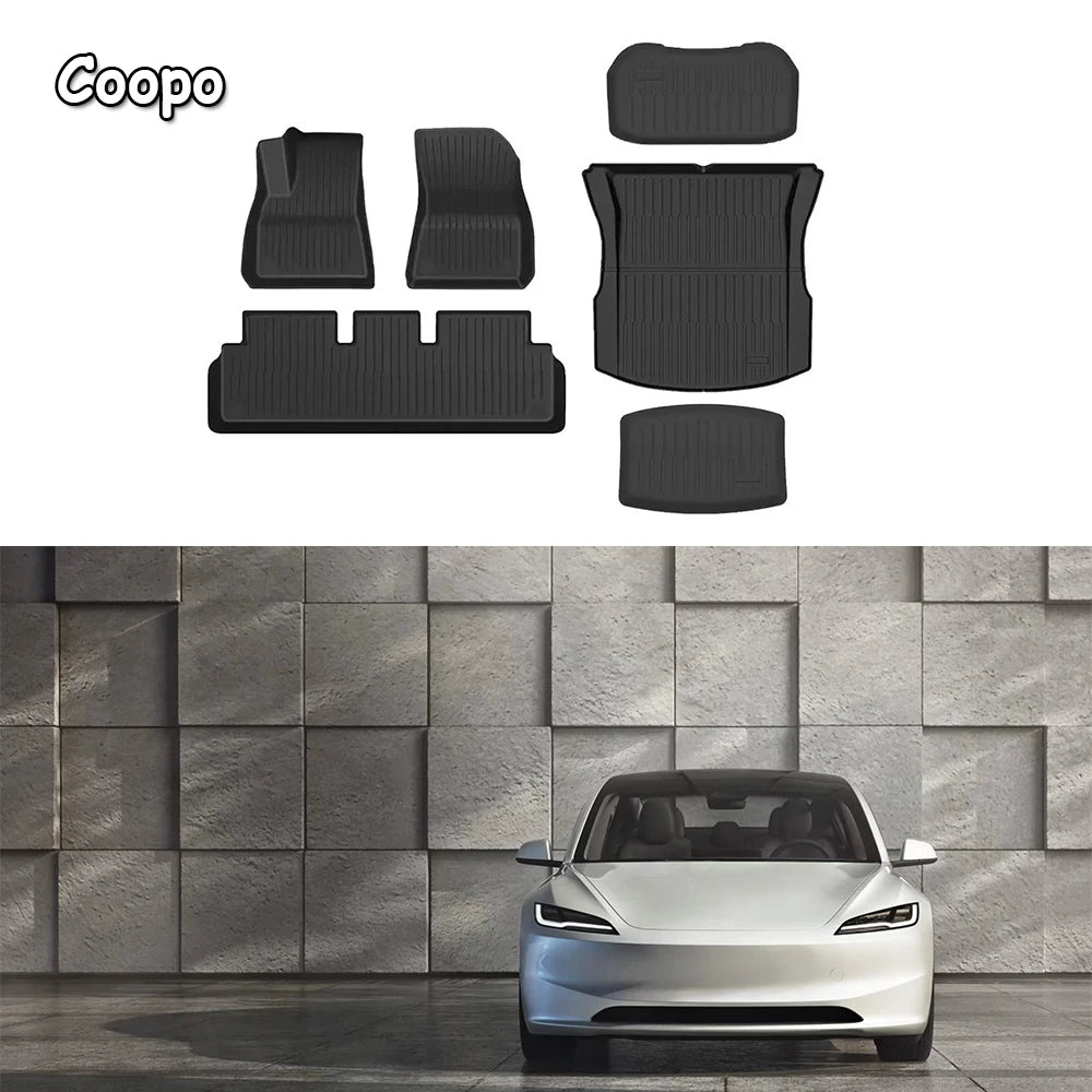 For Tesla New Model 3 Highland 2024-2026 TPE Floor Mats Durable Design Waterproof Luggage Mat Foot Pads Trunk Mats Accessories