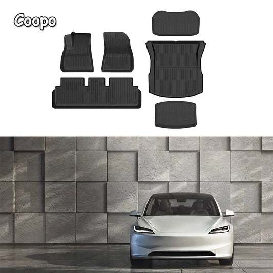 For Tesla New Model 3 Highland 2024-2026 TPE Floor Mats Durable Design Waterproof Luggage Mat Foot Pads Trunk Mats Accessories