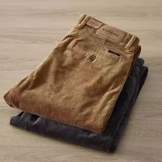 Men's Corduroy Straight Leg Pants Autumn Winter Wear Resistant Dirtproof Outdoor Work Casual Sports Warm Trousers