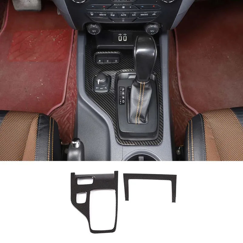 ABS Carbon Fiber For Ford Ranger Wildtrak 2015-2021 Car Center Control Shift Panel Steering Wheel Glass Lift Frame Sticker
