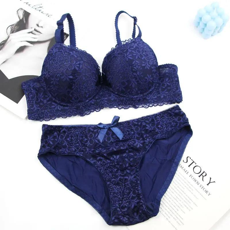 2025 New Sexy Bras Set 34/75 36/80 38/85 40/90 42/95 44/100 BC Cup Underwear For Women Push Up Bow Lingerie