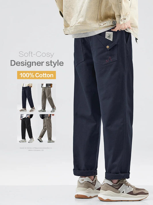 High Quality Autumn Winter 100% Cotton Cargo Pants Men Thick Work Overalls Straight Joggers INS Y2K Casual Trousers Male Brand