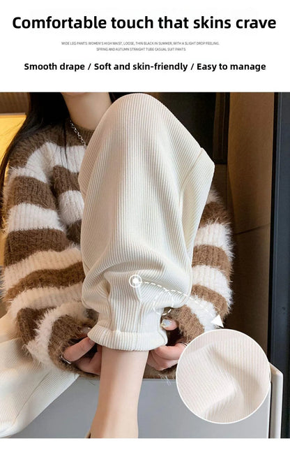 Autumn Winter High Waist Loose Thickened Fleece Harlan Pants Women's Casual Trousers Carrot Style Comfortable Loose Fit