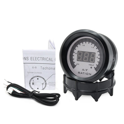 2'' 52mm Air Fuel Ratio Gauge 2 In 1 Voltmeter AFR Car Gauge Can Be Paired With Narrowband O2 Oxygen Sensor Fit for 12V Vehicle