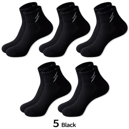 Performance Socks Men Quarter Ankle Athletic Running Hiking Cushion Breathable Ventilation Cotton Sports 5 Pairs