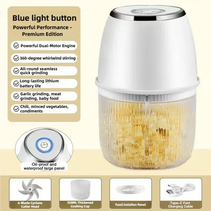 TINSOL New 350ml Electric Food Chopper Meat Grinder Garlic Press USB Multi-Function Vegetable Slicer Blender Kitchen Mixer