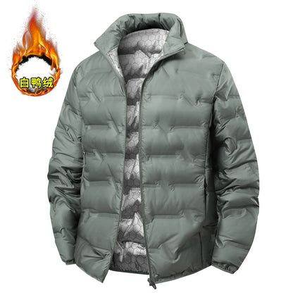 Solid-color middle-aged down jacket for winter warmth, padded lapel cardigan, thick and versatile down jacket