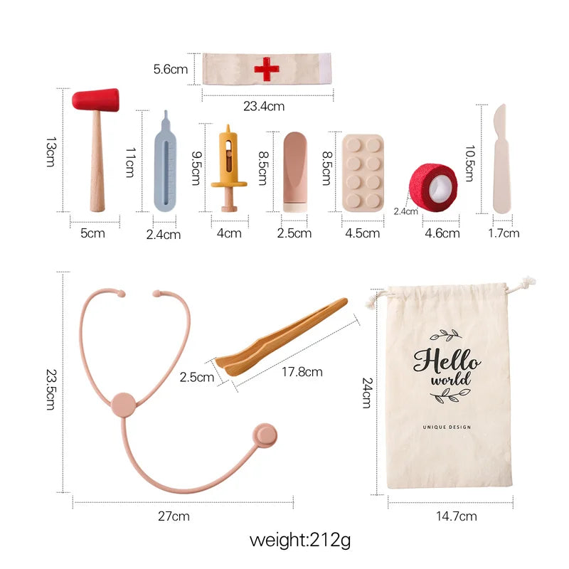 Baby Doctor Simulation Toy Set Silicone/Wooden Medical Simulation Toys Baby Educational Games For Intelligence Children's Gifts