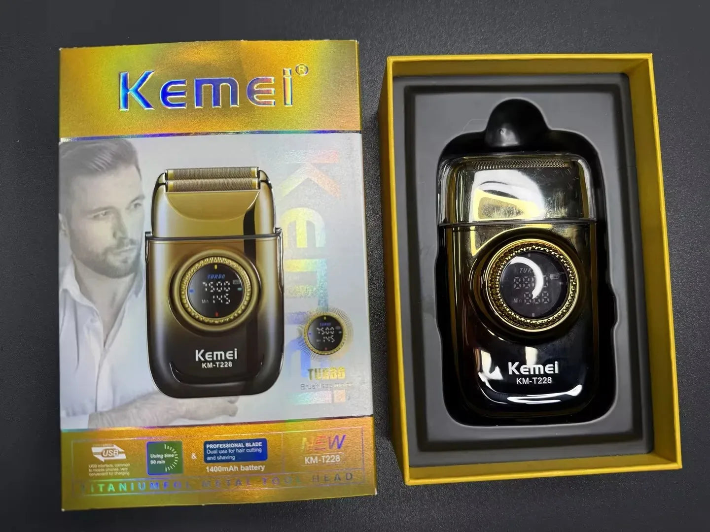 Kemei Professional Reciprocating Shaver Turbo High Speed Electric Foil Razor USB TYPE-C Gifts Men Bald Head Close Shave Trimmer