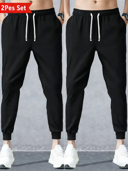 2-Pack Men Trousers Sports Pants Casual Summer Man Clothing Sweatpants Spring 2026 Light Weight Men's Adult Y2k Black Trousers