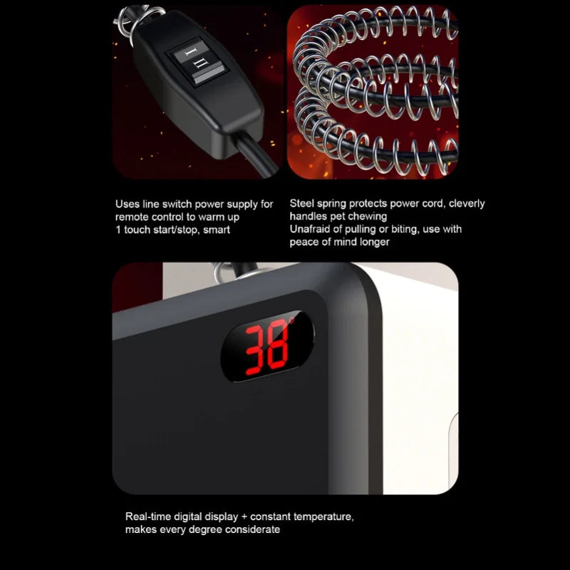 Wall Mounted Electric Pet Heater Dog House Warmer Anti Chew Cord Low Noise Energy Efficient 120V US Plug