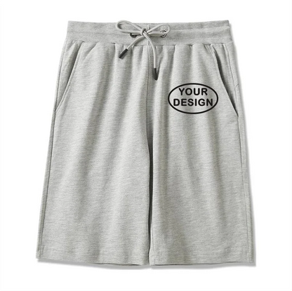 Summer New Men's Pure Cotton Shorts With Custom Printed Embroidery LOGO Outdoor Loose Drawstring Casual Shorts