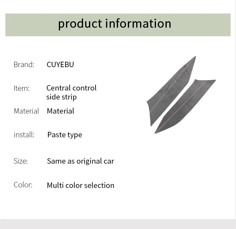 For BMW 2er Two-Door G42 3er i3 G20 G28 4er i4 G23 Center Console Side Trim Sticker Car Interior Accessories Made of Alcantara