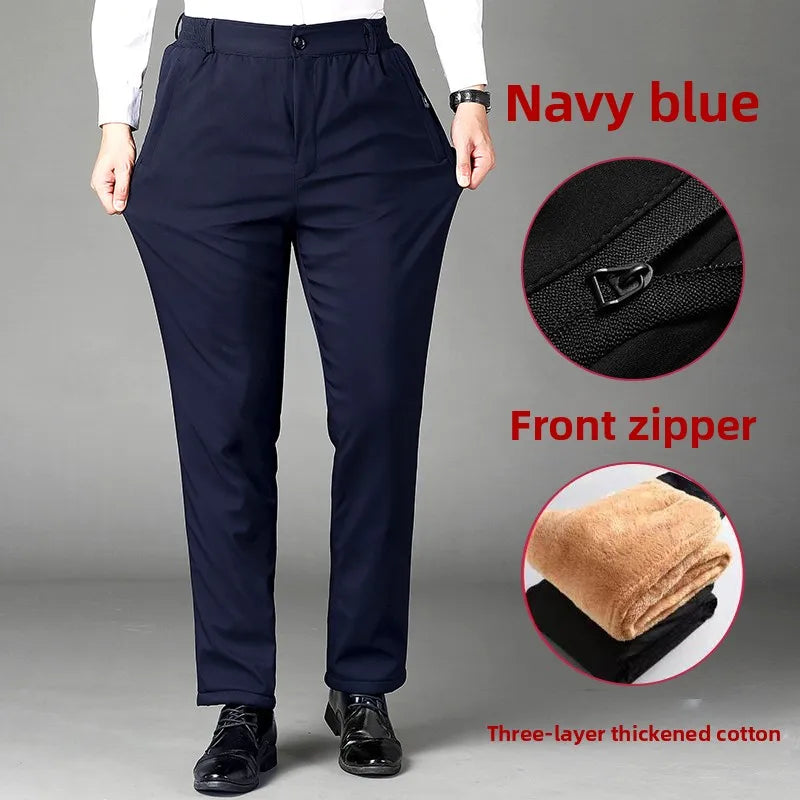 Corduroy Men's Straight Leg Warm Winter Pants Loose Fit Casual Trousers Comfortable Autumn Winter Fashion Trend Brand