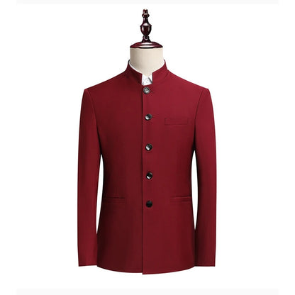 Blazer Men's Fashionable Business Zhongshan Suit Gentle Slimming, Gentleman's Casual Chinese Stand-up Collar, High-end Blazer