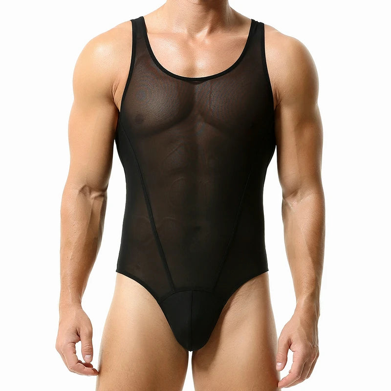 Men's Bodysuit Tight and Fun Bodysuit Underwear Ultrathin, Slim, Translucent, Sexy, High Elastic, European and American Style