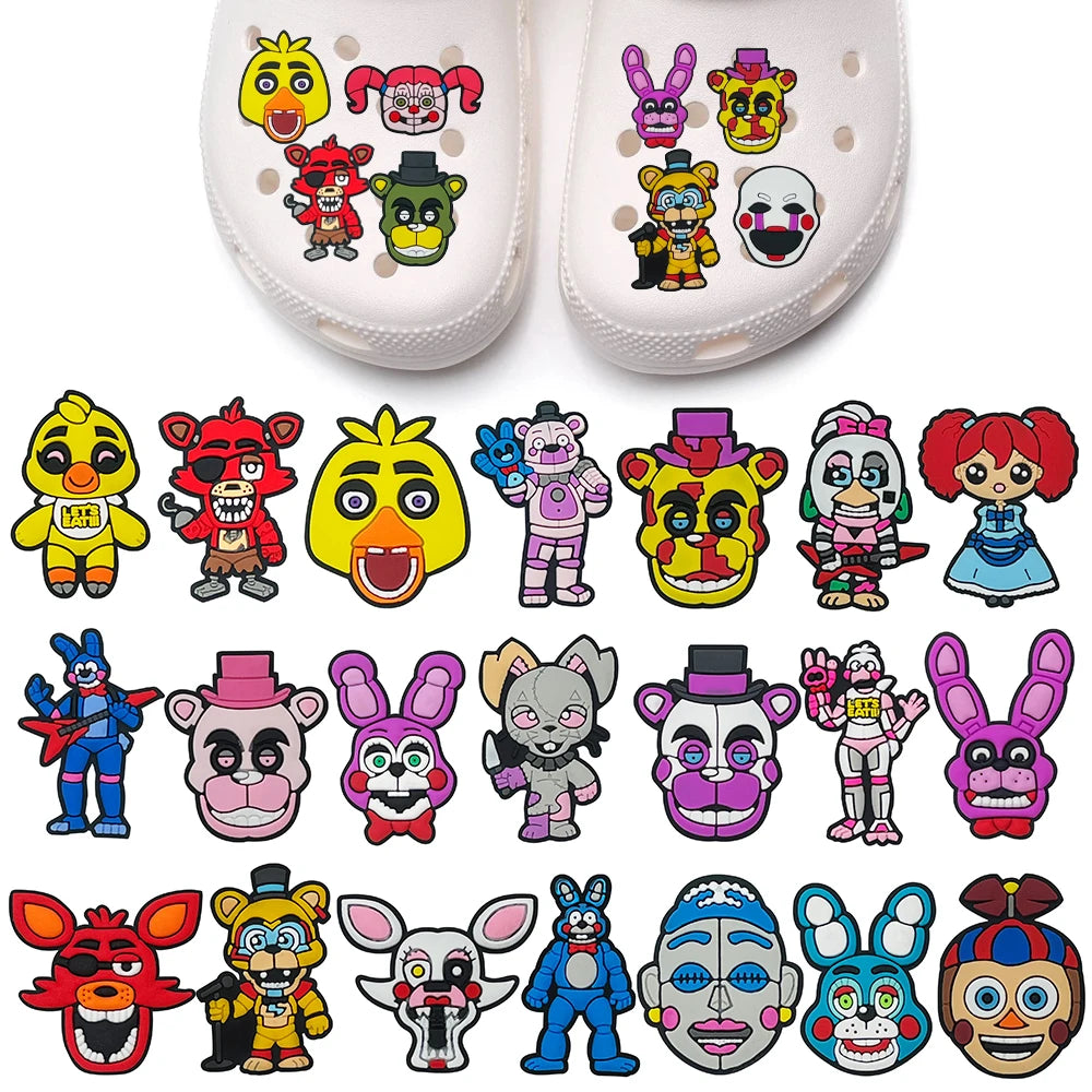 24-100PCS Shoes Charms Accessories DIY Bubble Slides Clogs Sandal Garden Shoe Decoration Buckle Kids X-mas Gifts
