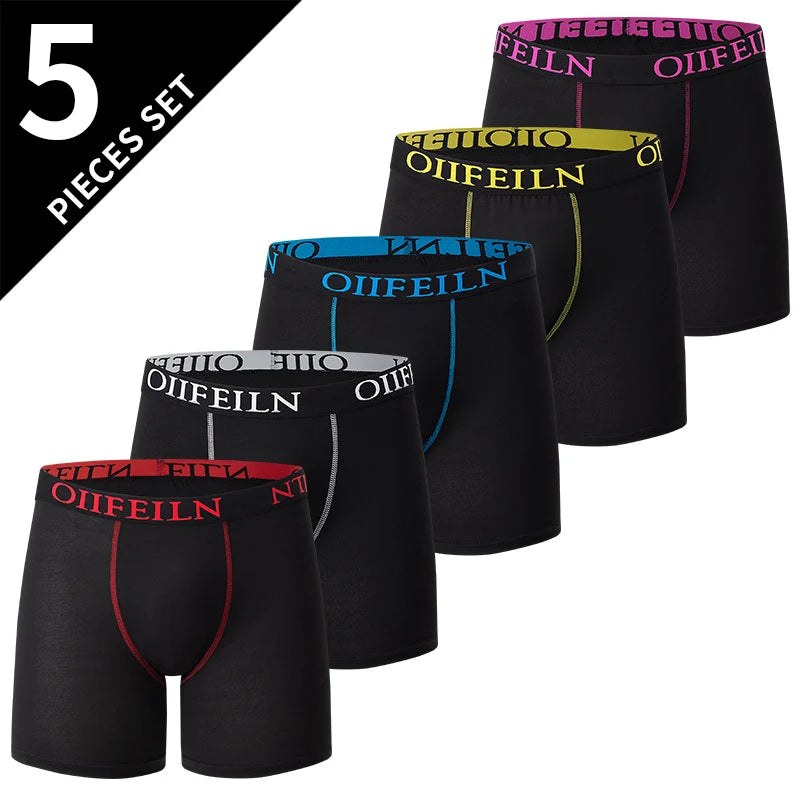 5/10 Pack Multi-size Teenagers To Adults Men's Boyshort Leisure Sports Joker Elastic Waist Long Men's Underwear Can Be Parent-ch
