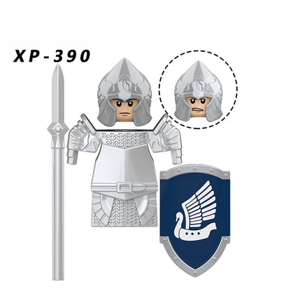 KT1051 Gondor Medieval Knight Building Blocks Figures Lancer Archer Soldier Minifigures With Helmet DIY Bricks Toys For Gift