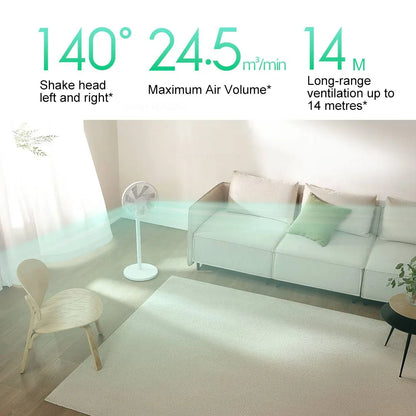 MIJIA Smart DC Inverter Floor Fan 1X Upgrade With 7-Blade,140° Wide-Angle Airflow,Low 25.6dB Noise,Wired Fan With Adapter