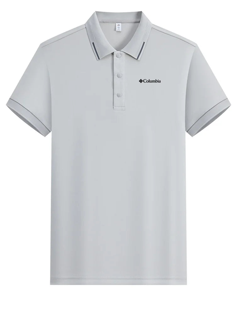 2026 Columbia Style  embroidery summer  ice silk short sleeved polo shirt quick drying breathable business casual T-shirt top