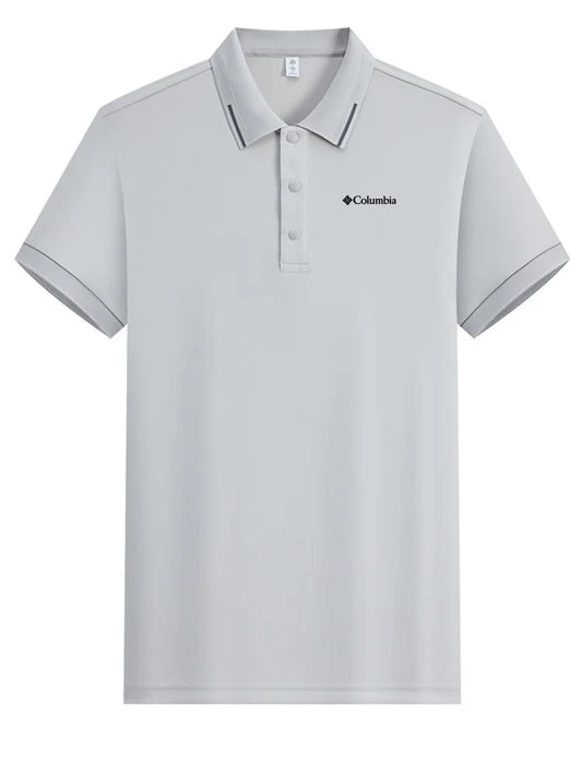 2026 Columbia Style  embroidery summer  ice silk short sleeved polo shirt quick drying breathable business casual T-shirt top