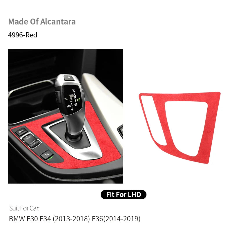 For BMW F30 F34 F36 Gear Shift Control Panel Trim Frame Decorative Sticker Made of Alcantara Car Interior Tuning Accessories