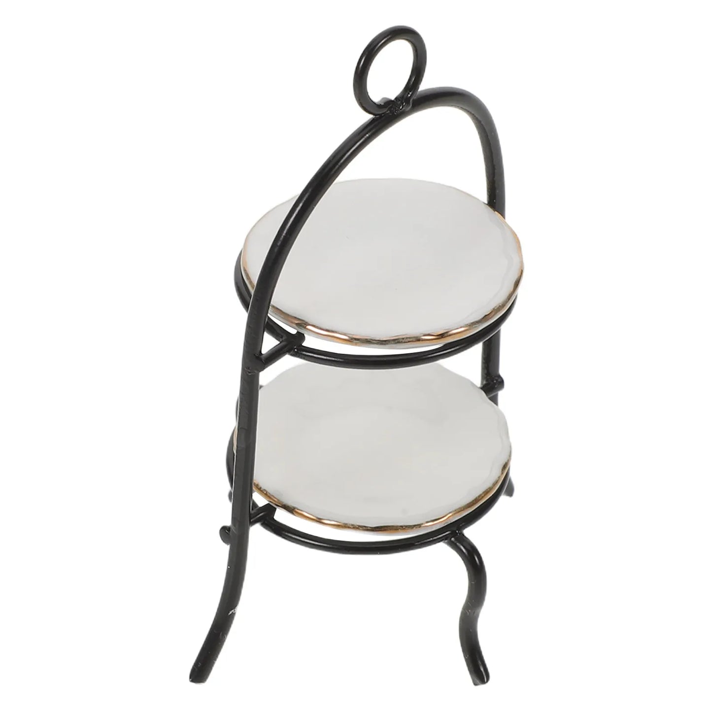 1Set Miniature 2-Tier Dessert Rack 1:12 Scale Kitchen Decor Tiny Cake Stand Cupcake Display Dollhouse Accessories