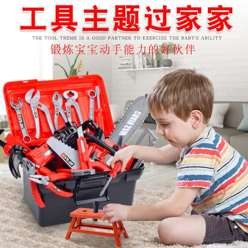Kids Tool Set Pretend Play Drill Toy Screwdriver Toolbox, Role Play Construction Kit, Birthday Gift for Boys Toddler