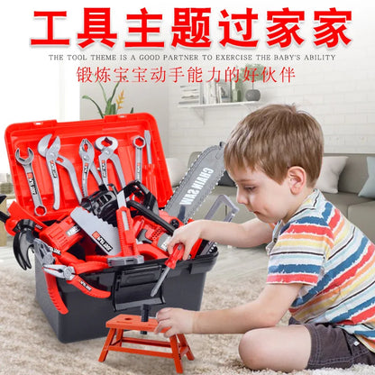 Kids Tool Set Pretend Play Drill Toy Screwdriver Toolbox, Role Play Construction Kit, Birthday Gift for Boys Toddler