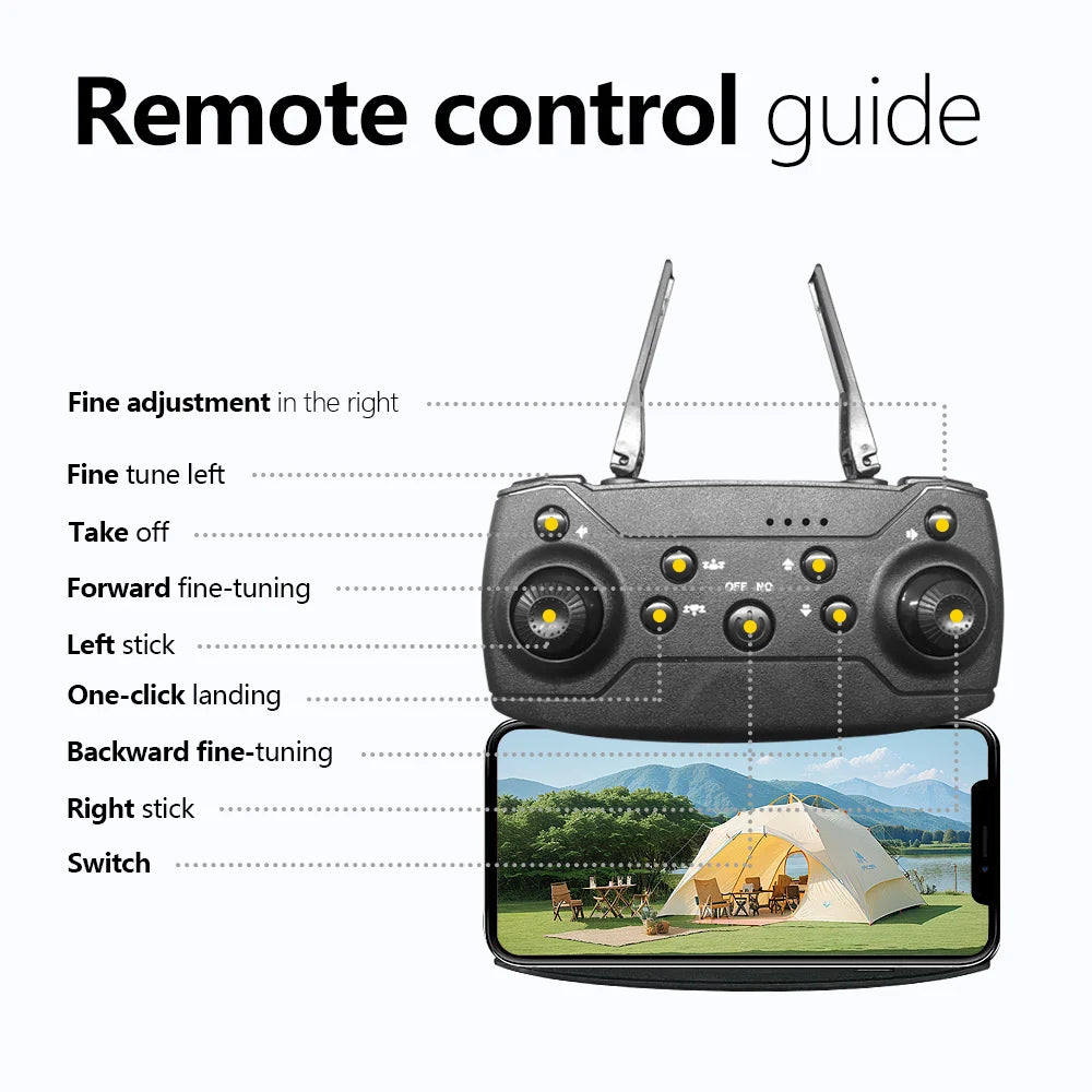 E88 Mini Drone UAV 360-Degree Rotating Folding WiFi Remote Control Aerial Photography Quadcopter Toy Helicopter One-Click New