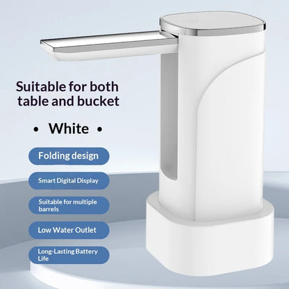Foldable Electric Water Bottle Pump USB Rechargeable Automatic Dispenser Button Control Portable for Home Office Outdoor Travel