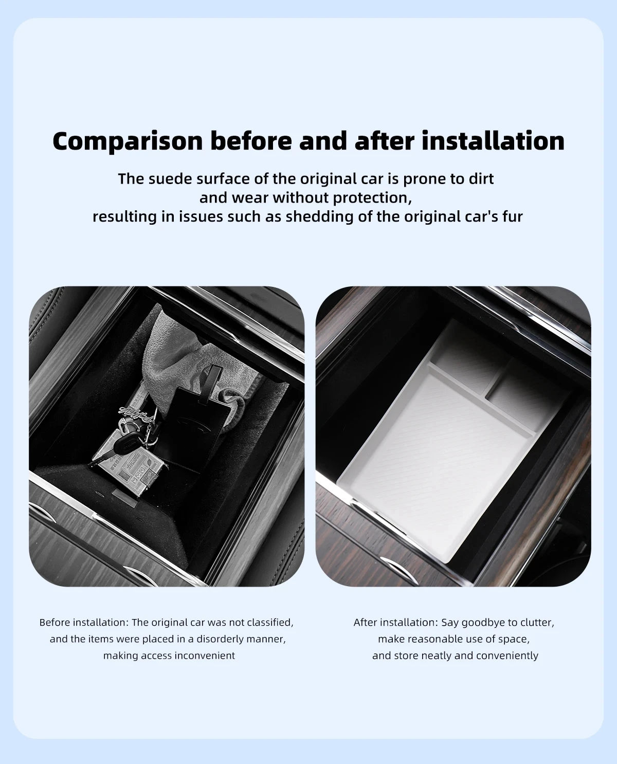 for Tesla Model X Car Under Seat Storage Box Center Console Wireless Charging Pad Armrest Storage Pad Organizer Tray Accessories